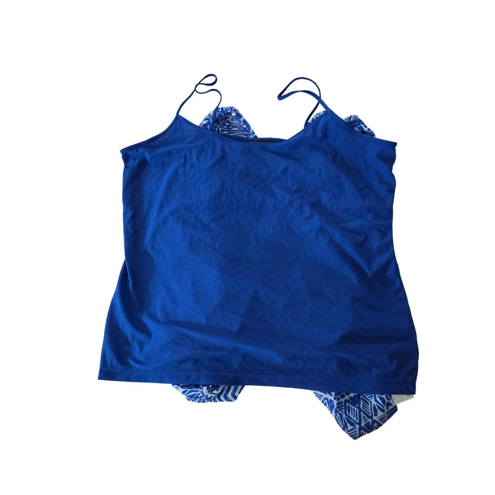 Apt 9 Womens XL Blue‎ White Geometric Layered Bubble Hem Blouse with Camisole